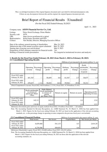 Thumbnail AEON Financial Service Financial Statement fy2022