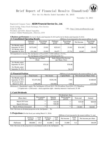 Thumbnail AEON Financial Service Half-year Report fy2015-h1