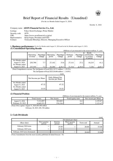 Thumbnail AEON Financial Service Half-year Report fy2024-h1