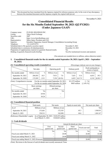 Miniature Fuji Oil Holdings Rapport trimestriel 2021-q2