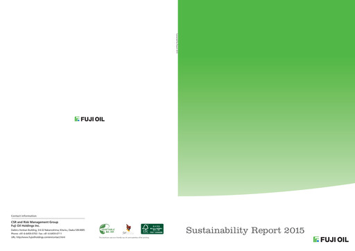 Thumbnail Fuji Oil Holdings Sustainability Report 2015
