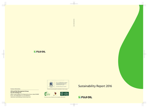 Thumbnail Fuji Oil Holdings Sustainability Report 2016