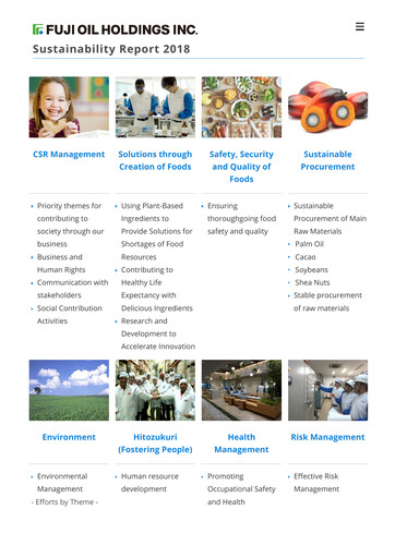 Thumbnail Fuji Oil Holdings Sustainability Report 2018