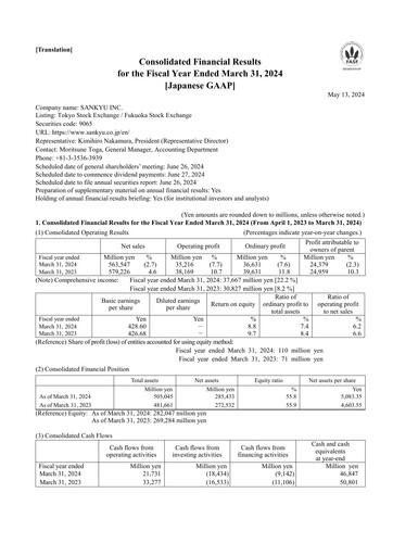 Thumbnail Sankyu Financial Statement fy2023