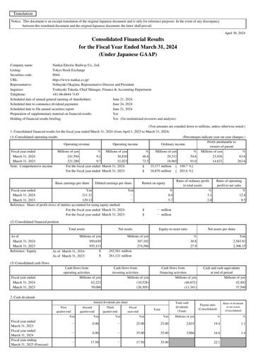 Thumbnail Nankai Electric Railway Financial Report 2023