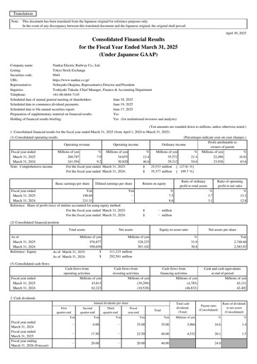 Thumbnail Nankai Electric Railway Financial Statement fy2024
