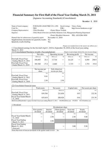 Thumbnail Furukawa Electric Half-year Report 2011-h1