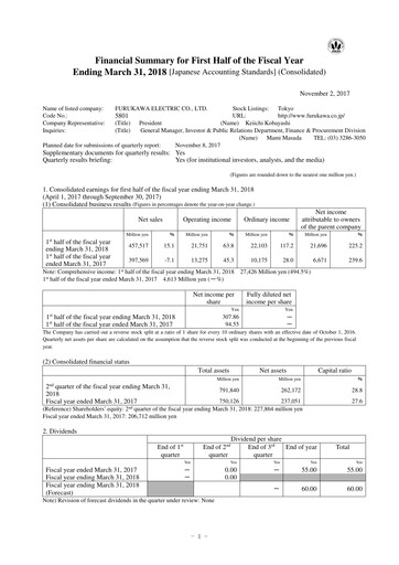 Thumbnail Furukawa Electric Half-year Report 2018-h1
