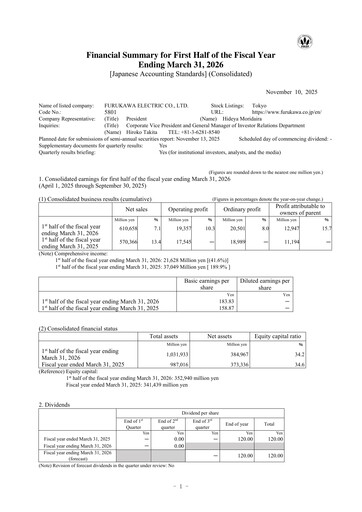 Thumbnail Furukawa Electric Half-year Report 2026-h1