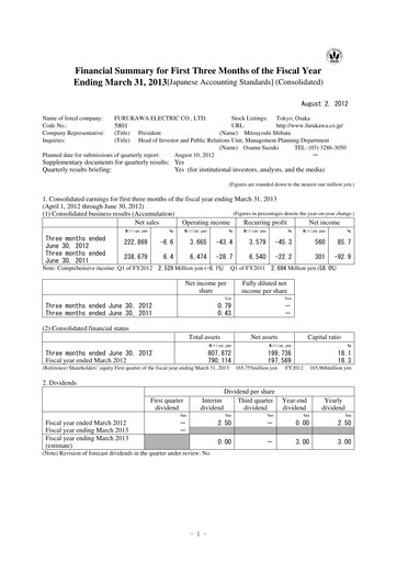 Thumbnail Furukawa Electric Quarterly Report 2013-q1