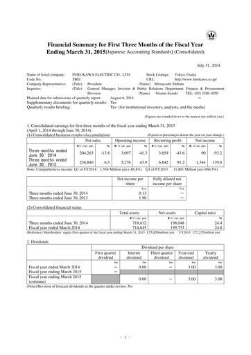 Thumbnail Furukawa Electric Quarterly Report 2014-q1