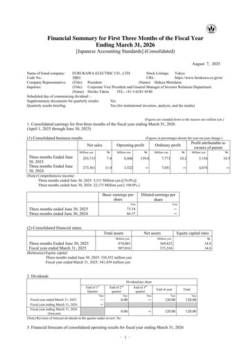 Thumbnail Furukawa Electric Quarterly Report 2026-q1