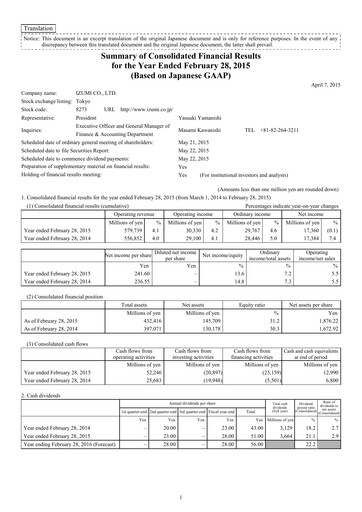 Thumbnail Izumi Co., Ltd. Financial Statement fy2014