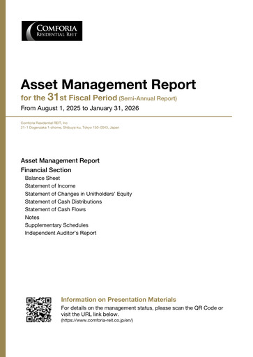 Thumbnail Comforia Residential REIT Half-year Report 2025-h2