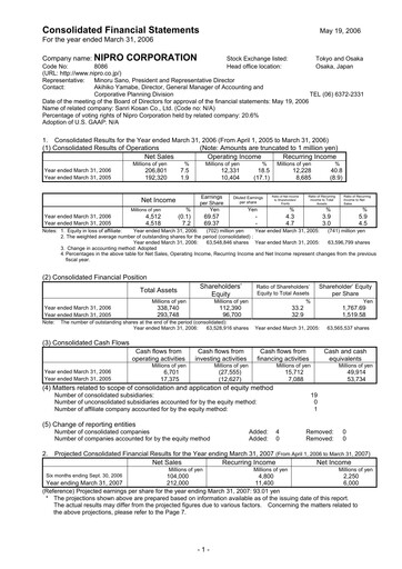 Thumbnail Nipro Corporation Financial Statement fy2005