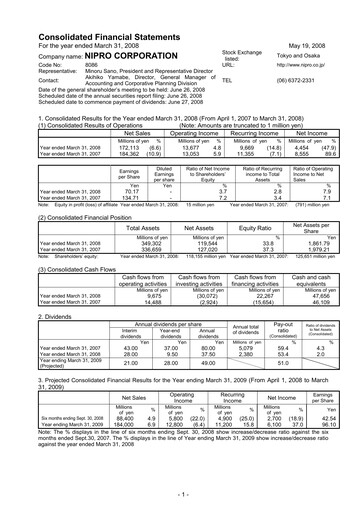 Thumbnail Nipro Corporation Financial Statement fy2007