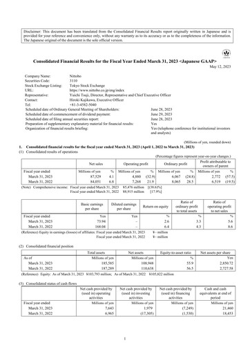 Thumbnail Nitto Boseki Financial Statement fy2022