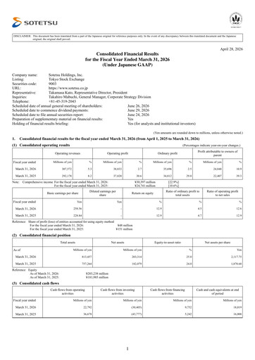 Vorschaubild Sotetsu Holdings Finanzmitteilung fy2026