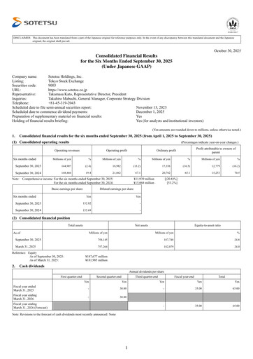 Miniature Sotetsu Holdings Rapport semestriel 2026-h1