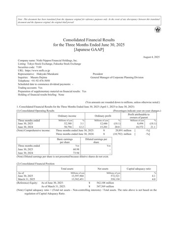 Thumbnail Nishi-Nippon Financial Holdings Quarterly Report 2026-q1