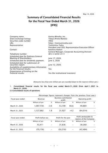 Vorschaubild Konica Minolta Finanzbericht 2025-2026