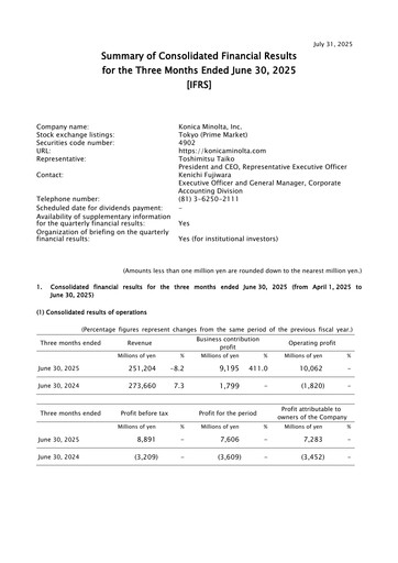 Vorschaubild Konica Minolta Quartalsbericht 2025-q1
