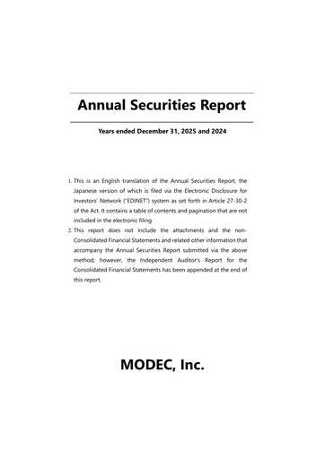 Thumbnail MODEC, Inc. Annual Report 2025