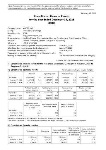 Thumbnail MODEC, Inc. Financial Report 2025