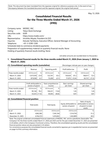 Thumbnail MODEC, Inc. Quarterly Report 2026-q1