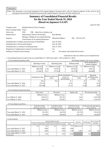 Thumbnail Hokuriku Electric Power Company Financial Statement fy2024