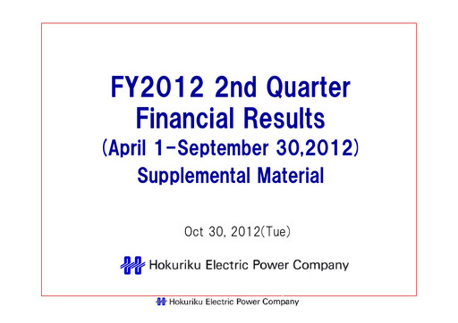 Thumbnail Hokuriku Electric Power Company Quarterly Report 2012-q2