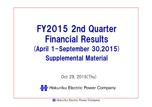 Thumbnail Hokuriku Electric Power Company Quarterly Report 2015-q2