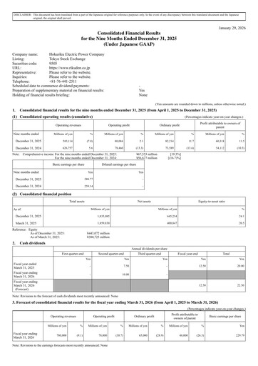 Thumbnail Hokuriku Electric Power Company Quarterly Report 2025-q3