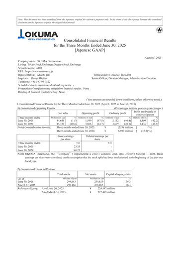 Thumbnail Okuma Corporation Quarterly Report 2025-q1