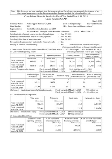 Thumbnail Nishi-Nippon Railroad Financial Report 2025