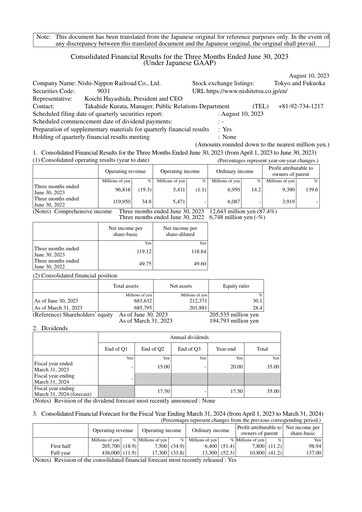 Vorschaubild Nishi-Nippon Railroad Quartalsbericht 2023-q1