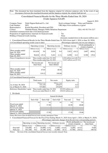 Vorschaubild Nishi-Nippon Railroad Quartalsbericht 2024-q1