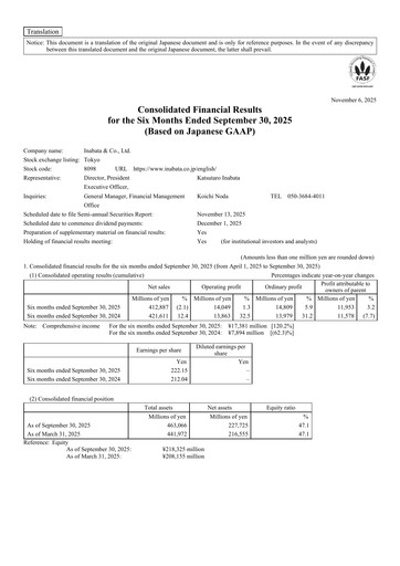 Vorschaubild Inabata & Co.,Ltd. Halbjahresbericht 2026-h1