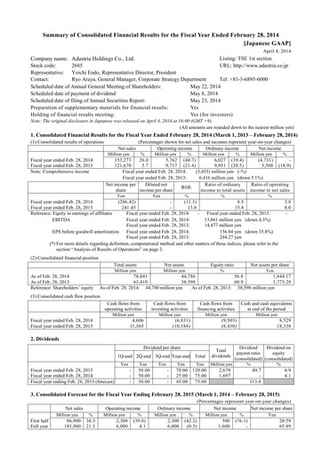 Thumbnail Adastria Financial Statement fy2014
