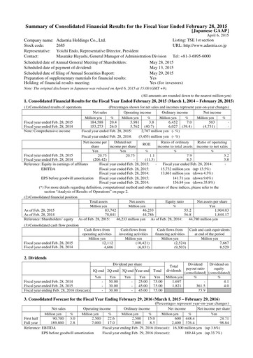 Thumbnail Adastria Financial Statement fy2015