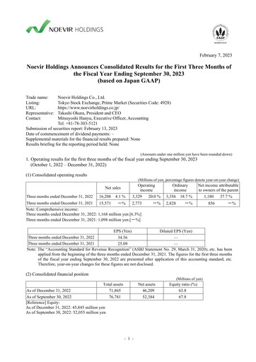 Vorschaubild Noevir Holdings Quartalsbericht 2023-q1