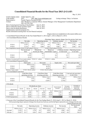 Vorschaubild ARIAKE JAPAN Finanzbericht fy2013