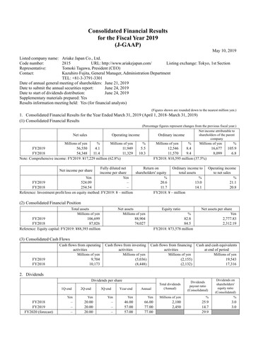Vorschaubild ARIAKE JAPAN Finanzbericht fy2019