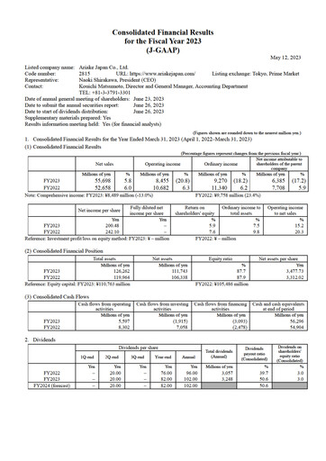Vorschaubild ARIAKE JAPAN Finanzbericht fy2023