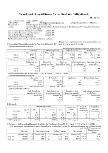 Thumbnail ARIAKE JAPAN Financial Statement fy2011