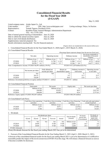 Thumbnail ARIAKE JAPAN Financial Statement fy2020