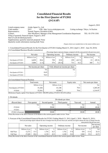 Thumbnail ARIAKE JAPAN Quarterly Report fy2011-q1