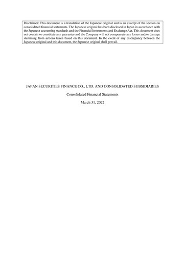 Thumbnail Japan Securities Finance Financial Statement fy2021