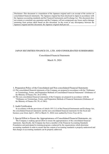 Thumbnail Japan Securities Finance Financial Statement fy2023