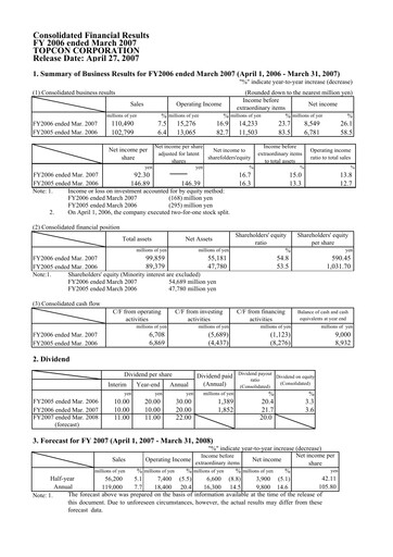 Thumbnail Topcon Corporation Financial Statement fy2006